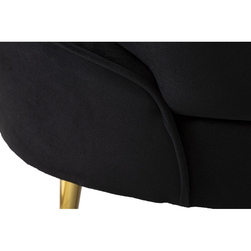 Canapé moderne Arrondi 2 places en Velours Noir Métal Doré Bois d'eucalyptus Oslo Mauro Ferretti - 9