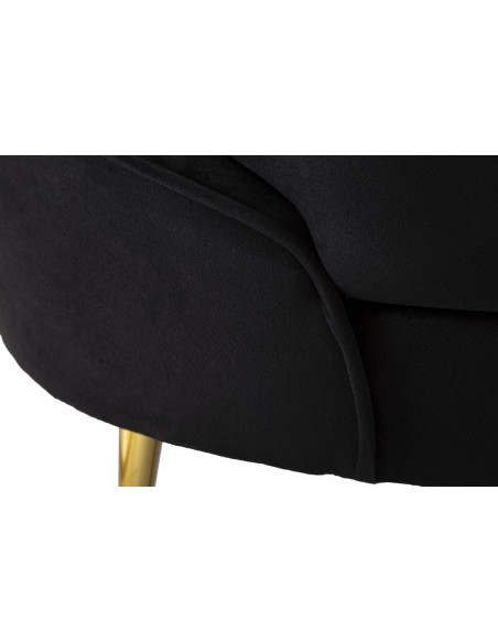 Canapé moderne Arrondi 2 places en Velours Noir Métal Doré Bois d'eucalyptus Oslo Mauro Ferretti - 9