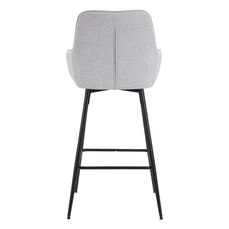 Tabouret de bar moderne avec dossier en Tissu Gris Métal Noir Vincenza (Lot de 2) 