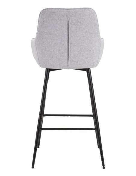 Tabouret de bar moderne avec dossier en Tissu Gris Métal Noir Vincenza (Lot de 2) 