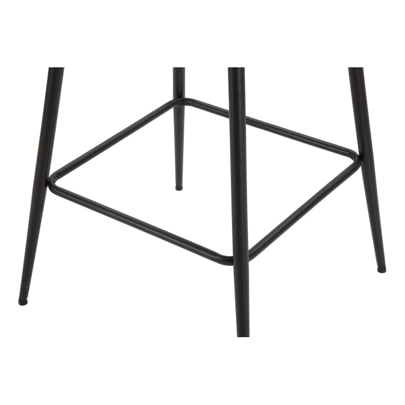 Tabouret de bar moderne avec dossier en Tissu Gris Métal Noir Vincenza (Lot de 2) 