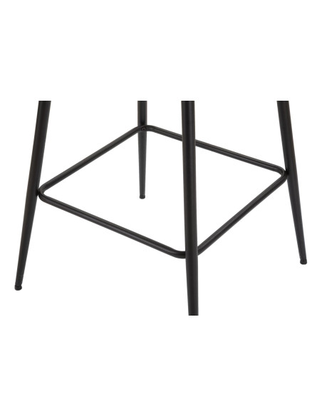 Tabouret de bar moderne avec dossier en Tissu Gris Métal Noir Vincenza (Lot de 2) 