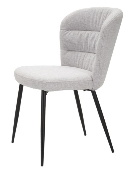 Chaise moderne en Tissu Gris Métal Noir Losanna (Lot de 2) 