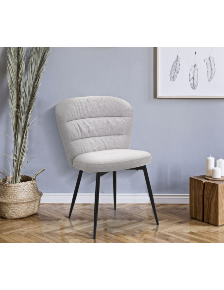 Chaise moderne en Tissu Gris Métal Noir Losanna (Lot de 2) 