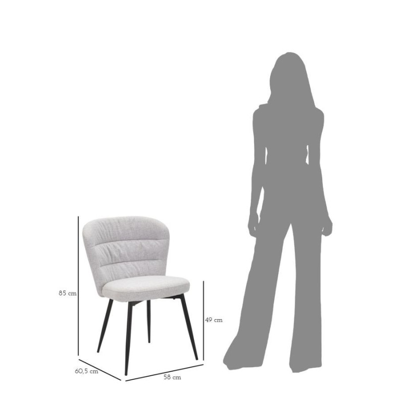 Chaise moderne en Tissu Gris Métal Noir Losanna (Lot de 2) 