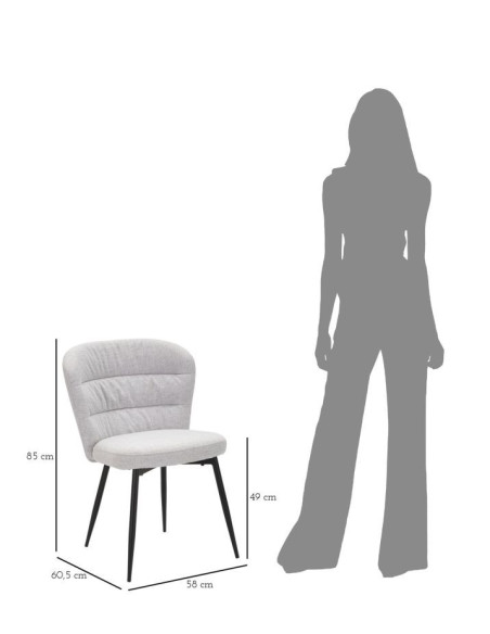 Chaise moderne en Tissu Gris Métal Noir Losanna (Lot de 2) 