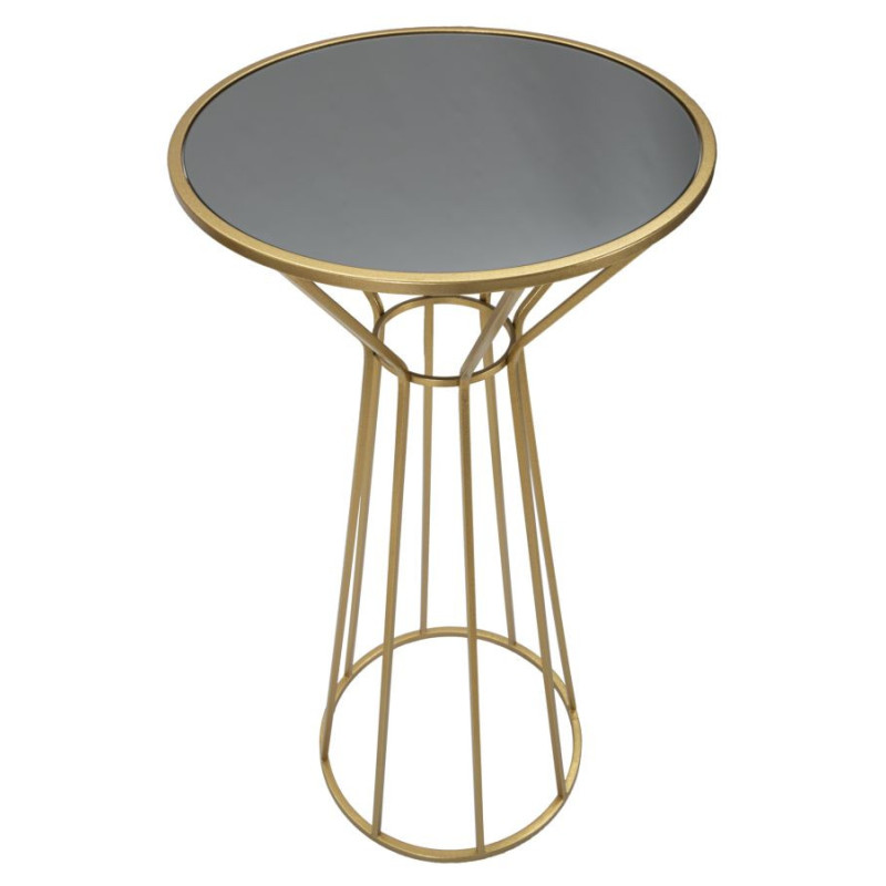 Sellette haute moderne Ronde Hauteur 100 cm en Métal Doré Miroir Simple 