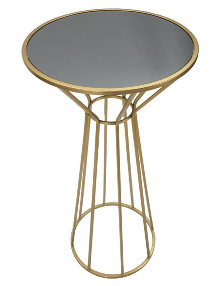 Sellette haute moderne Ronde Hauteur 100 cm en Métal Doré Miroir Simple 
