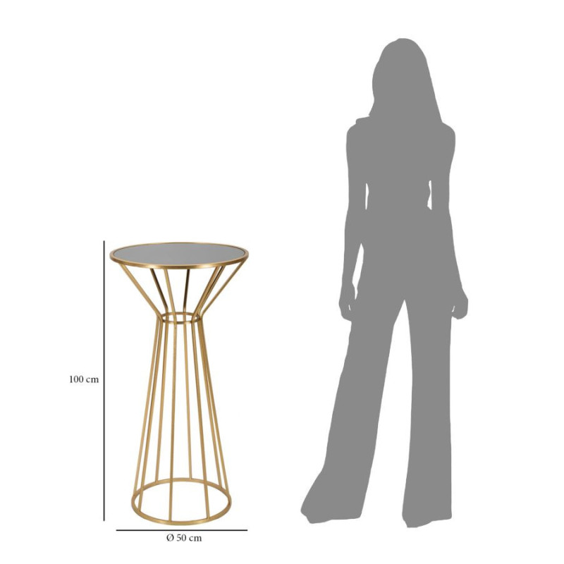 Sellette haute moderne Ronde Hauteur 100 cm en Métal Doré Miroir Simple 