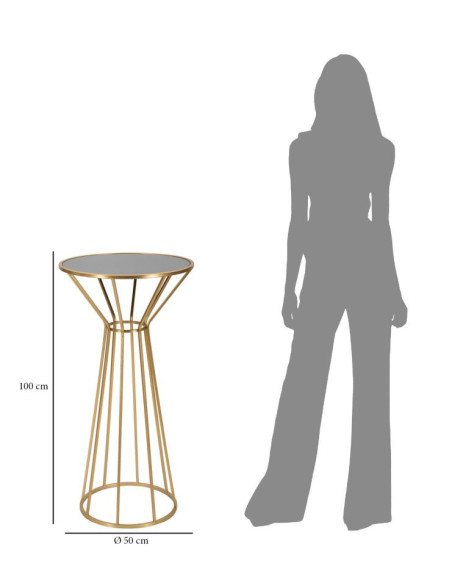 Sellette haute moderne Ronde Hauteur 100 cm en Métal Doré Miroir Simple 