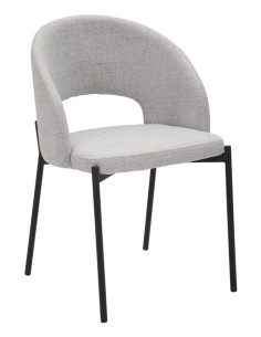 Fauteuil de table moderne en Tissu Gris Métal Noir Helsinki (Lot de 2) 