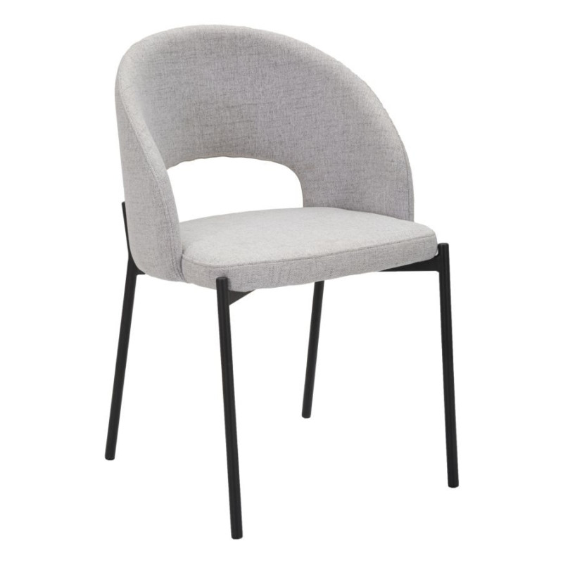 Fauteuil de table moderne en Tissu Gris Métal Noir Helsinki (Lot de 2) 