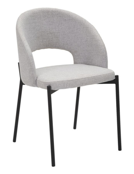 Fauteuil de table moderne en Tissu Gris Métal Noir Helsinki (Lot de 2) 