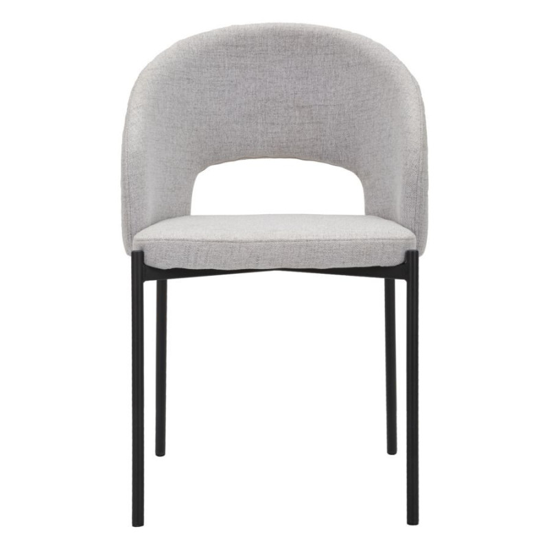 Fauteuil de table moderne en Tissu Gris Métal Noir Helsinki (Lot de 2) 