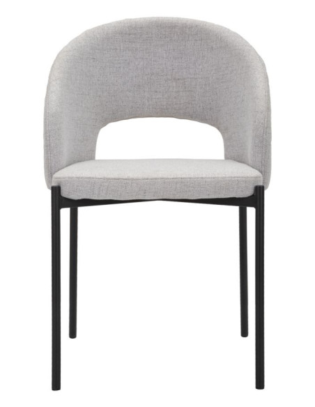 Fauteuil de table moderne en Tissu Gris Métal Noir Helsinki (Lot de 2) 