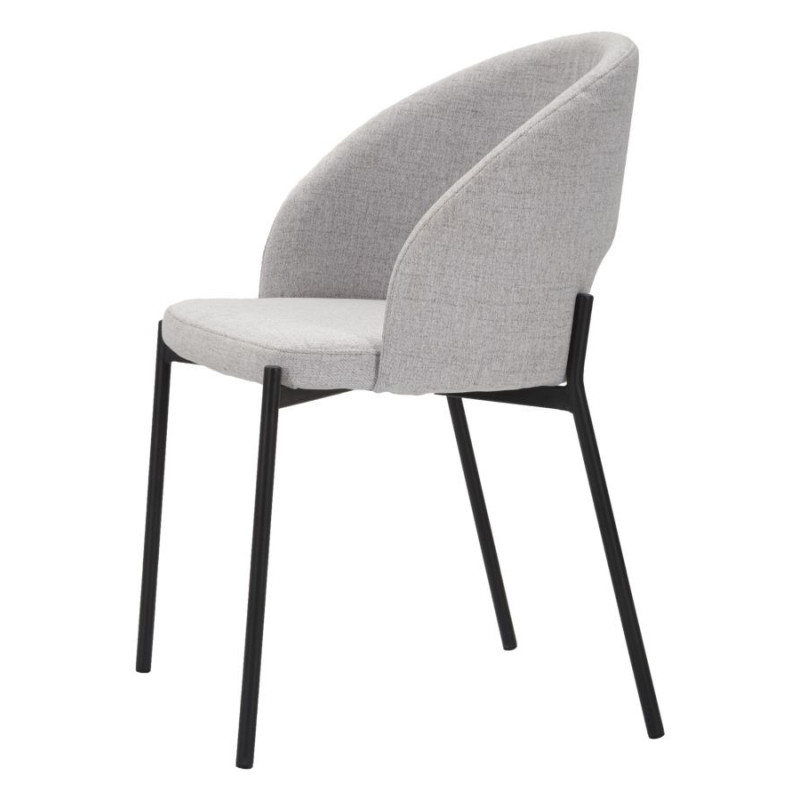 Fauteuil de table moderne en Tissu Gris Métal Noir Helsinki (Lot de 2) 