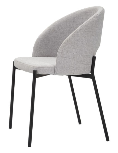 Fauteuil de table moderne en Tissu Gris Métal Noir Helsinki (Lot de 2) 
