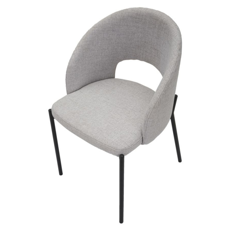 Fauteuil de table moderne en Tissu Gris Métal Noir Helsinki (Lot de 2) 