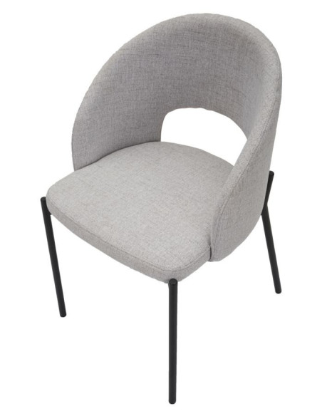 Fauteuil de table moderne en Tissu Gris Métal Noir Helsinki (Lot de 2) 