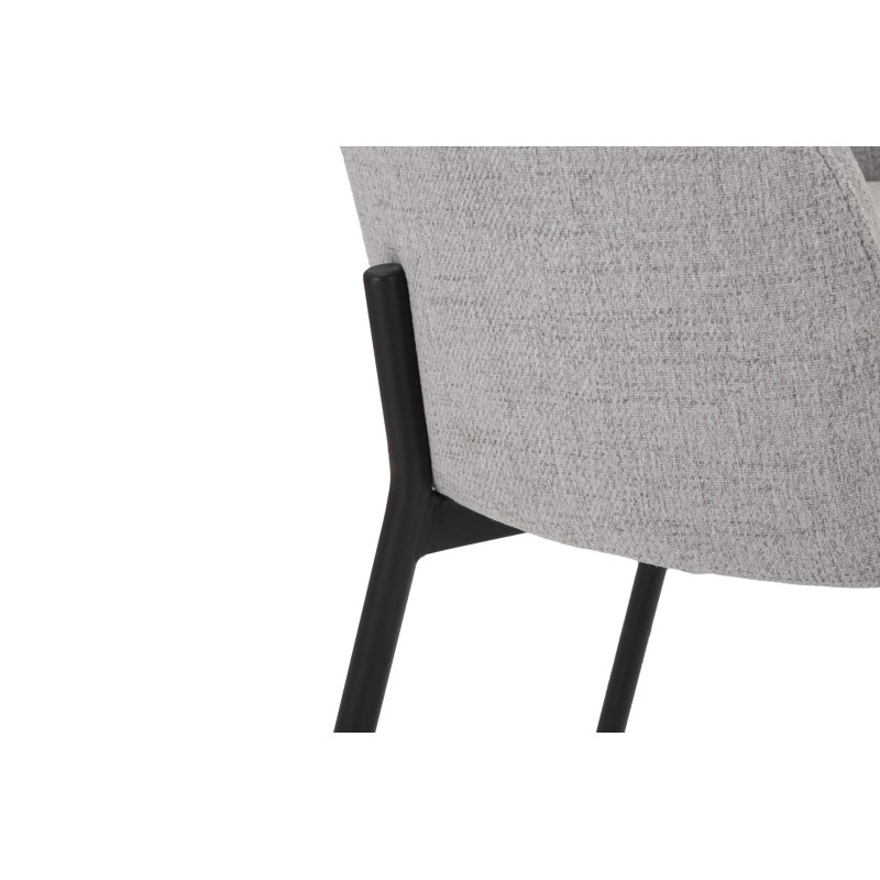 Fauteuil de table moderne en Tissu Gris Métal Noir Helsinki (Lot de 2) 
