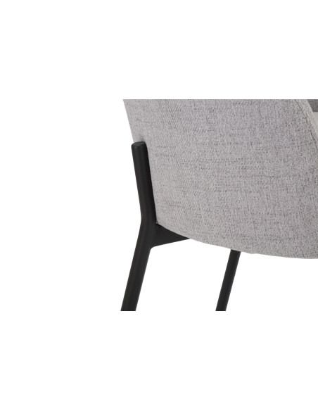 Fauteuil de table moderne en Tissu Gris Métal Noir Helsinki (Lot de 2) 