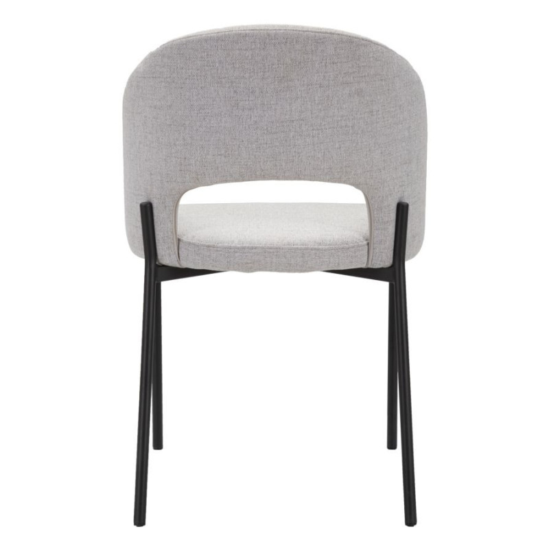 Fauteuil de table moderne en Tissu Gris Métal Noir Helsinki (Lot de 2) 