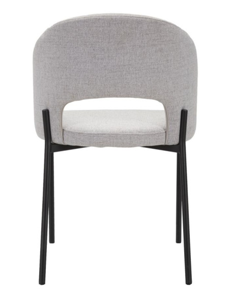 Fauteuil de table moderne en Tissu Gris Métal Noir Helsinki (Lot de 2) 