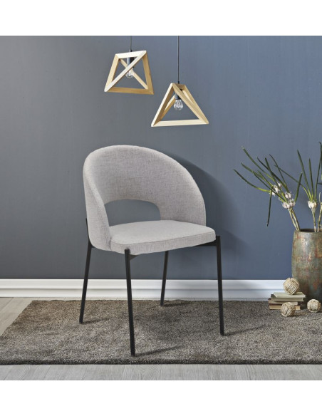 Fauteuil de table moderne en Tissu Gris Métal Noir Helsinki (Lot de 2) 