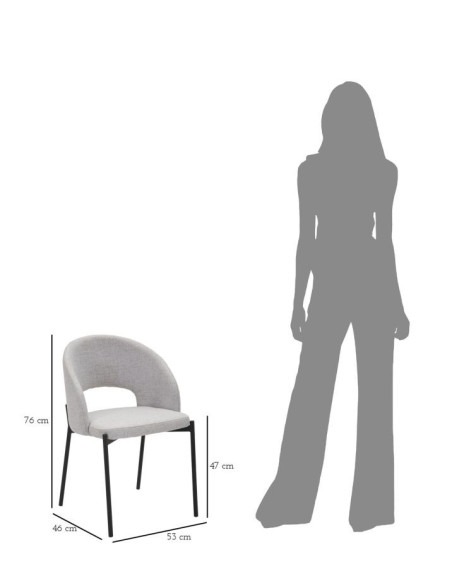 Fauteuil de table moderne en Tissu Gris Métal Noir Helsinki (Lot de 2) 