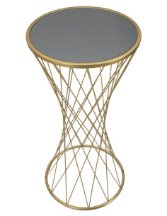 Sellette haute originale Ronde Hauteur 80 cm en Métal Doré Miroir Tower 