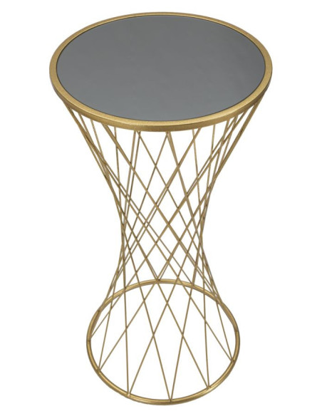 Sellette haute originale Ronde Hauteur 80 cm en Métal Doré Miroir Tower 