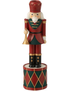 Bougeoir sur pied Casse-noisette Hauteur 25 cm en Résine Rouge Vert - 1