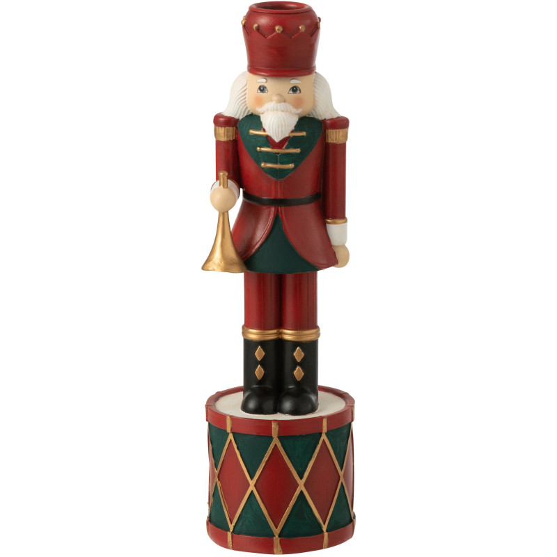 Bougeoir sur pied Casse-noisette Hauteur 25 cm en Résine Rouge Vert - 1