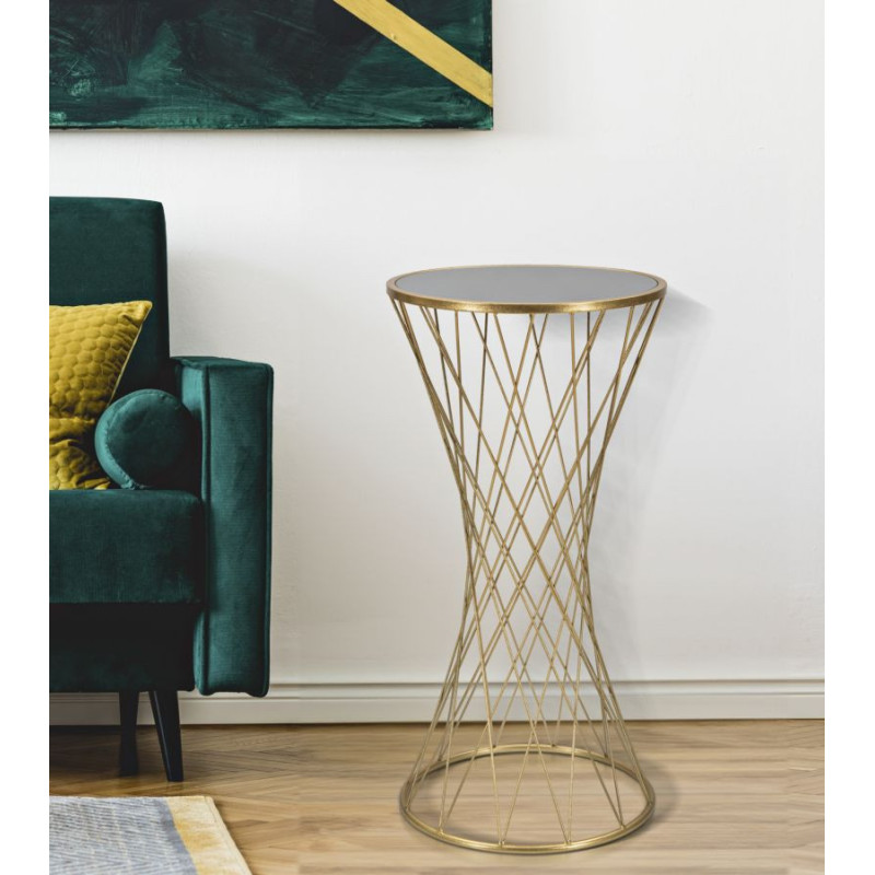 Sellette haute originale Ronde Hauteur 80 cm en Métal Doré Miroir Tower 