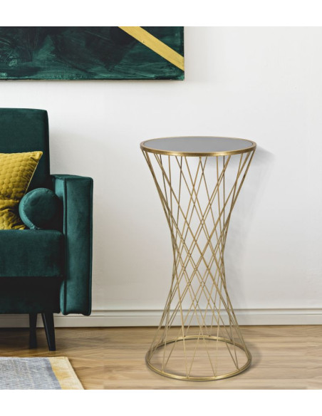 Sellette haute originale Ronde Hauteur 80 cm en Métal Doré Miroir Tower 