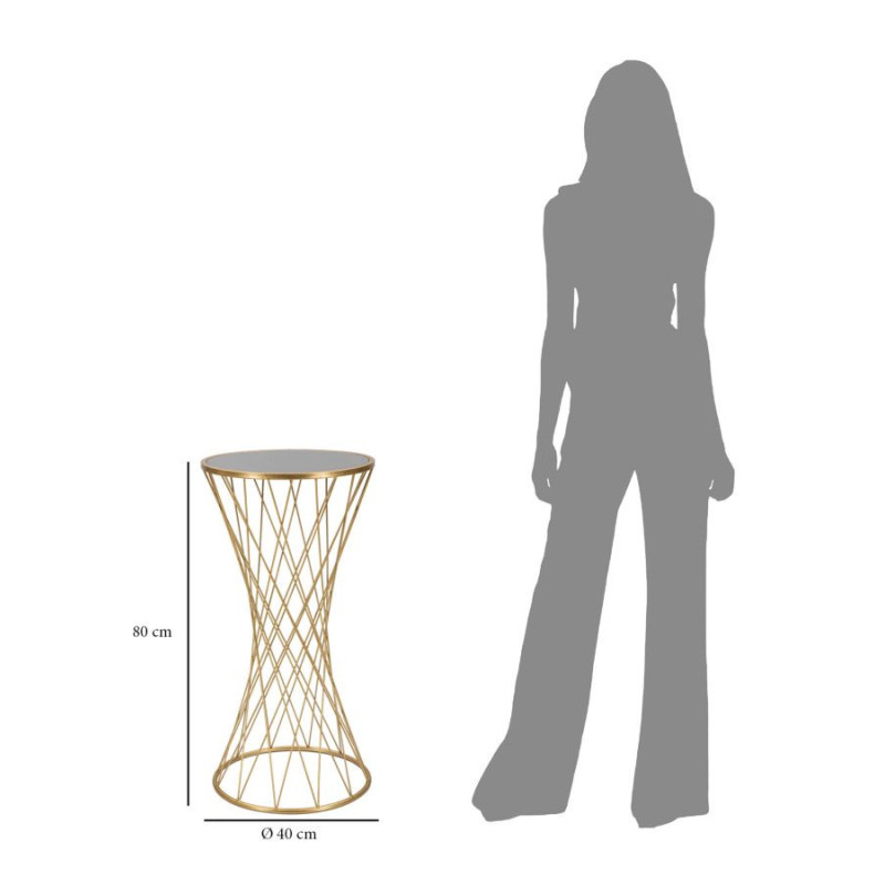 Sellette haute originale Ronde Hauteur 80 cm en Métal Doré Miroir Tower 