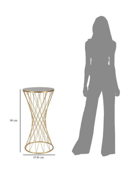 Sellette haute originale Ronde Hauteur 80 cm en Métal Doré Miroir Tower 