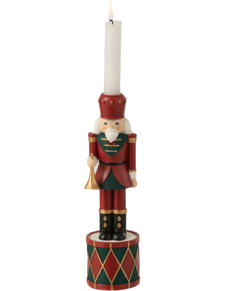 Bougeoir sur pied Casse-noisette Hauteur 25 cm en Résine Rouge Vert - 2