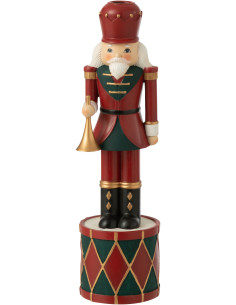 Bougeoir sur pied Casse-noisette Hauteur 35 cm en Résine Rouge Vert - 1