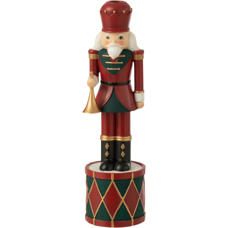 Bougeoir sur pied Casse-noisette Hauteur 35 cm en Résine Rouge Vert - 1