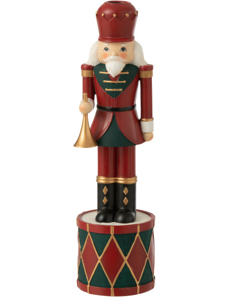 Bougeoir sur pied Casse-noisette Hauteur 35 cm en Résine Rouge Vert - 1