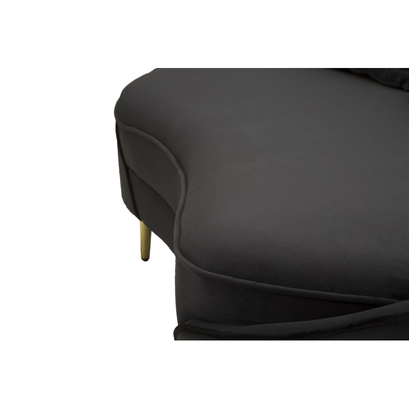 Canapé moderne Arrondi 3 places en Velours Noir Métal Doré Bois d'eucalyptus Oslo 