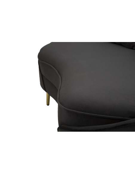 Canapé moderne Arrondi 3 places en Velours Noir Métal Doré Bois d'eucalyptus Oslo 