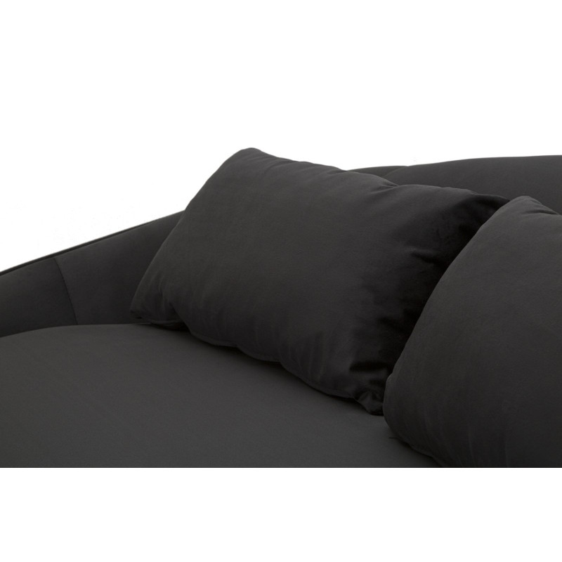 Canapé moderne Arrondi 3 places en Velours Noir Métal Doré Bois d'eucalyptus Oslo 