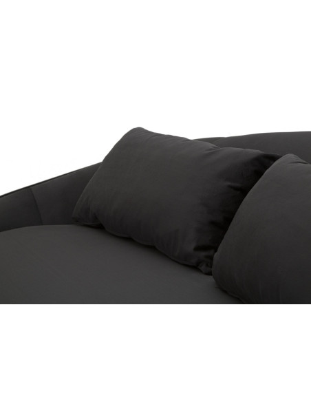 Canapé moderne Arrondi 3 places en Velours Noir Métal Doré Bois d'eucalyptus Oslo 