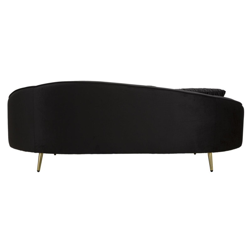Canapé moderne Arrondi 3 places en Velours Noir Métal Doré Bois d'eucalyptus Oslo 