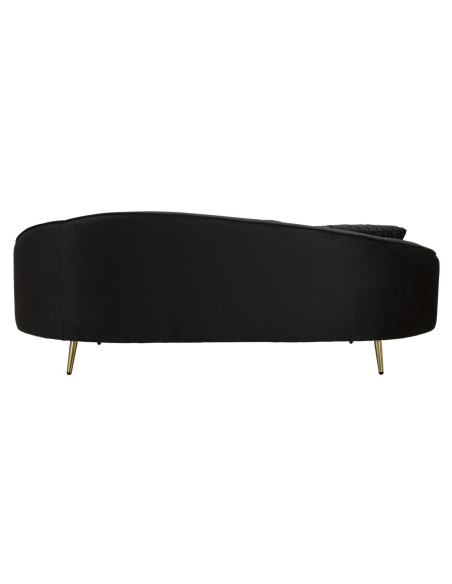 Canapé moderne Arrondi 3 places en Velours Noir Métal Doré Bois d'eucalyptus Oslo 