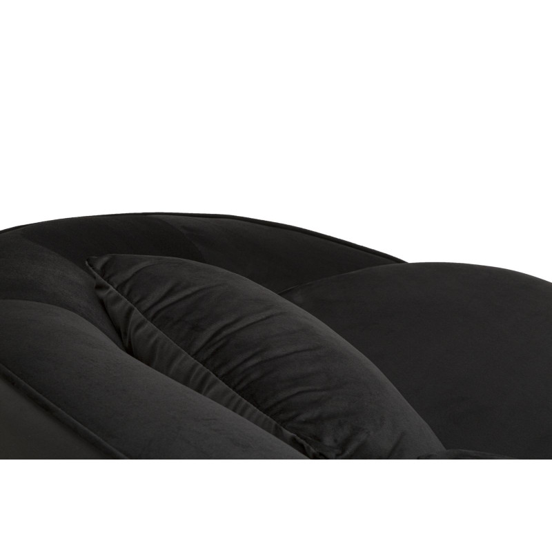 Canapé moderne Arrondi 3 places en Velours Noir Métal Doré Bois d'eucalyptus Oslo 