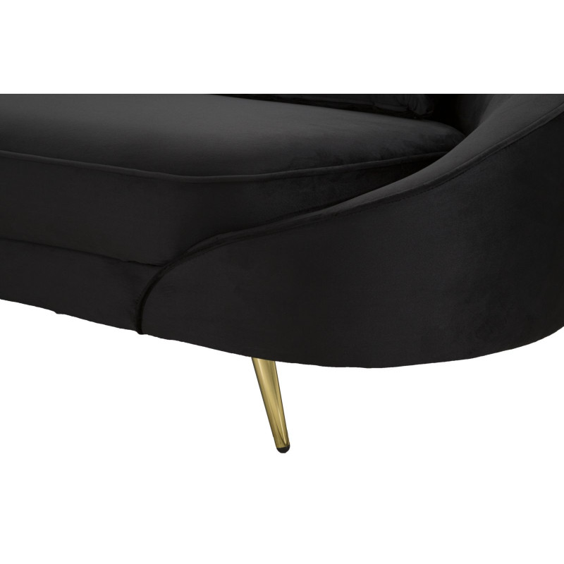 Canapé moderne Arrondi 3 places en Velours Noir Métal Doré Bois d'eucalyptus Oslo 