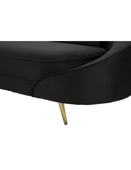 Canapé moderne Arrondi 3 places en Velours Noir Métal Doré Bois d'eucalyptus Oslo 